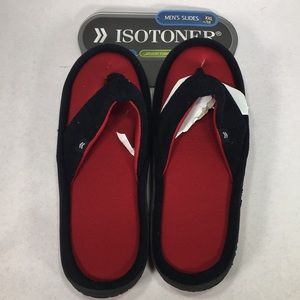 Men’s Isotoner Slides XXL 13-14 Black & Red New